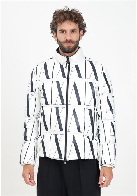 White men's down jacket with logo print ARMANI EXCHANGE | 8NZBP8ZNULZ21BE